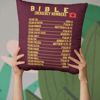 Emergency Bible Numbers Christian Pillow Gold