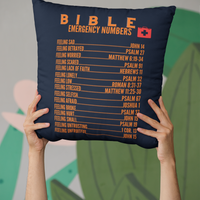 Emergency Bible Numbers Christian Pillow Orange