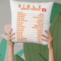 Emergency Bible Numbers Christian Pillow Orange