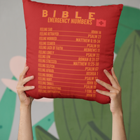 Emergency Bible Numbers Christian Pillow Orange