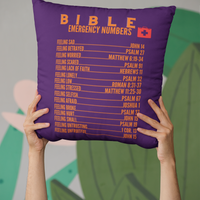 Emergency Bible Numbers Christian Pillow Orange