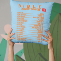Emergency Bible Numbers Christian Pillow Orange