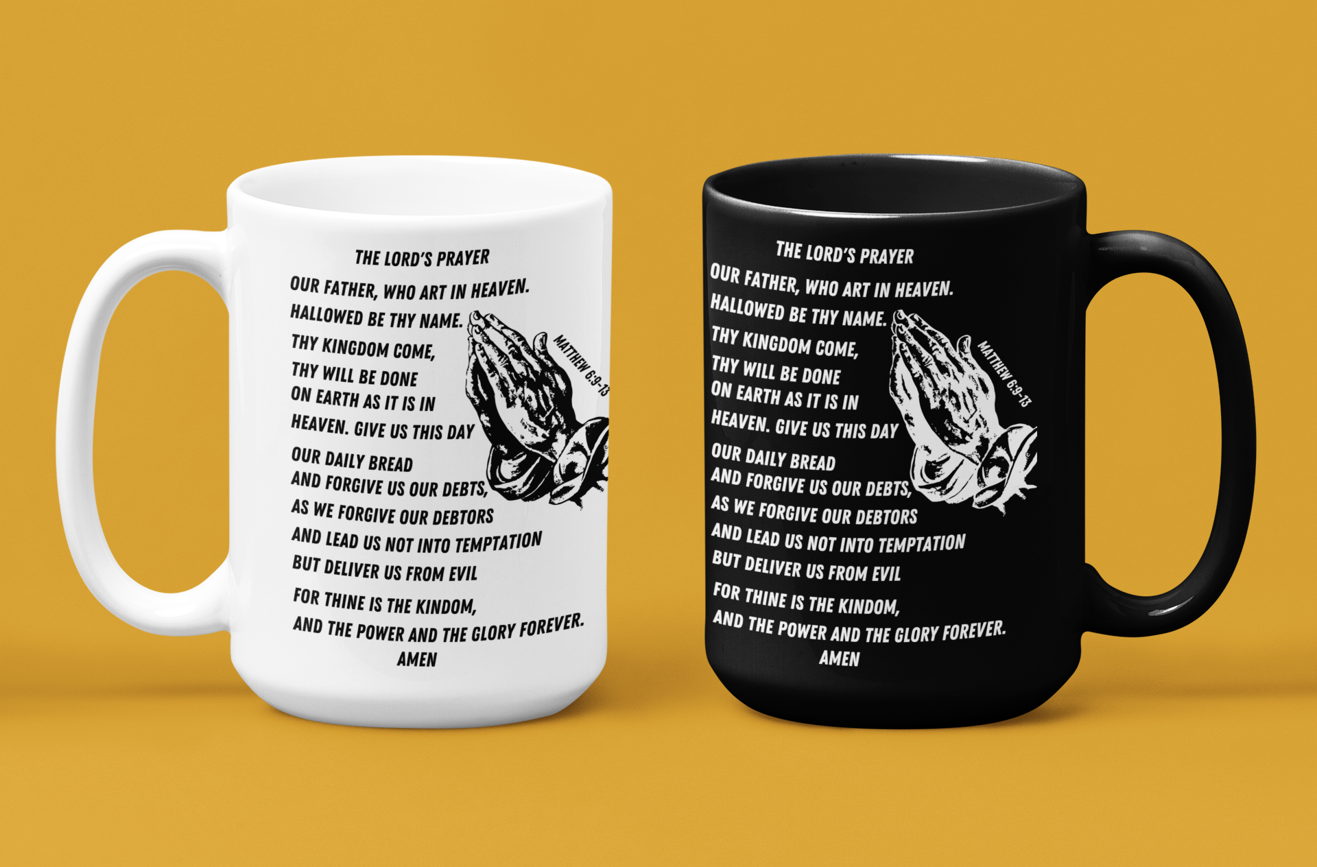 Lord's Prayer Black Mug