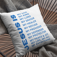 Jesus Is Christian Pillow Blue