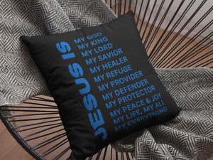 Jesus Is Christian Pillow Blue