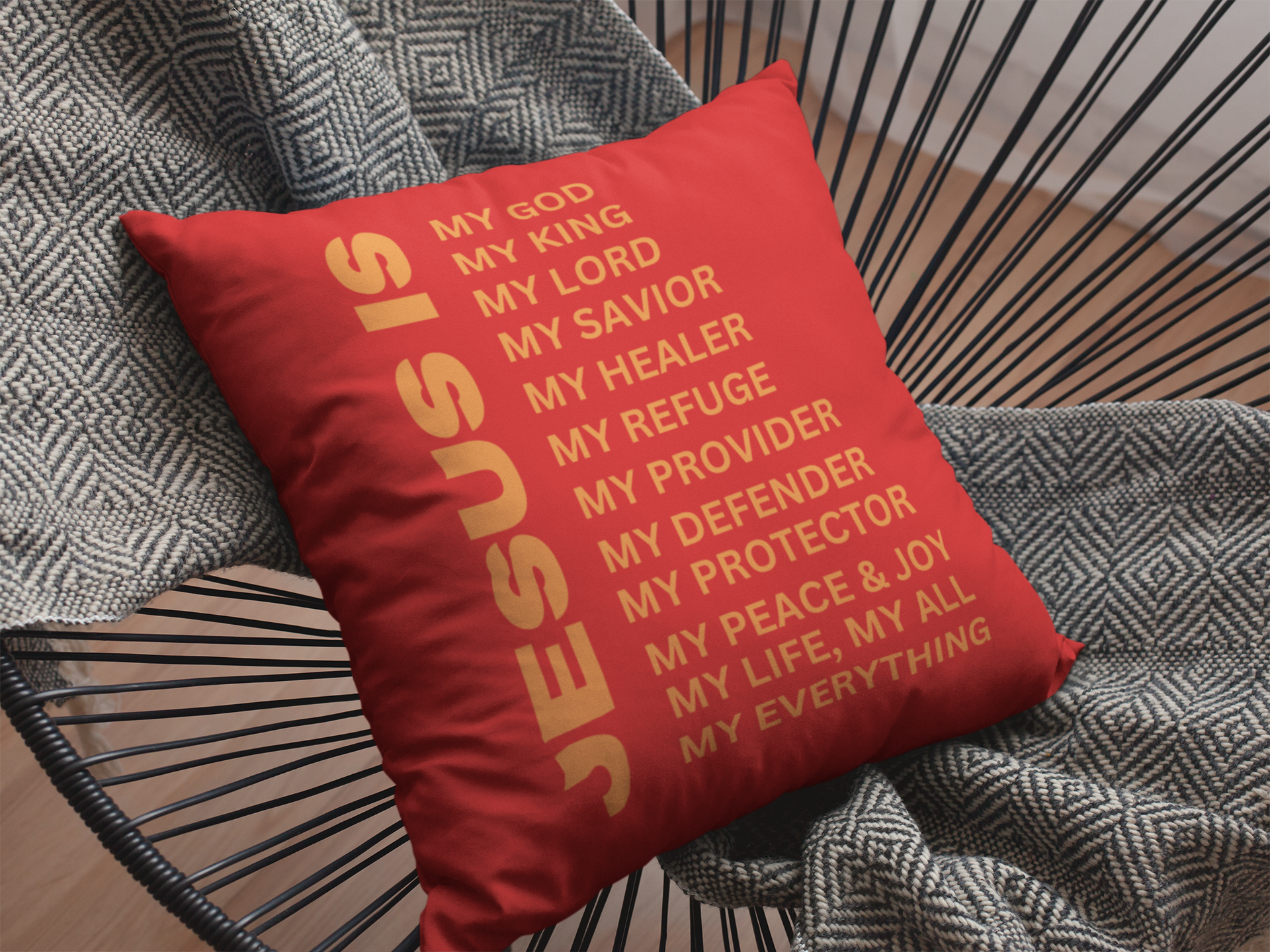 Jesus Is Christian Pillow Orange