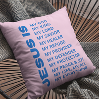 Jesus Is Christian Pillow Blue