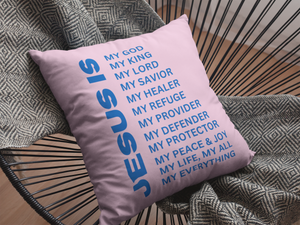 Jesus Is Christian Pillow Blue