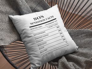 Nutrition Facts Pillow - Son - Black