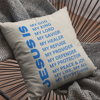 Jesus Is Christian Pillow Blue