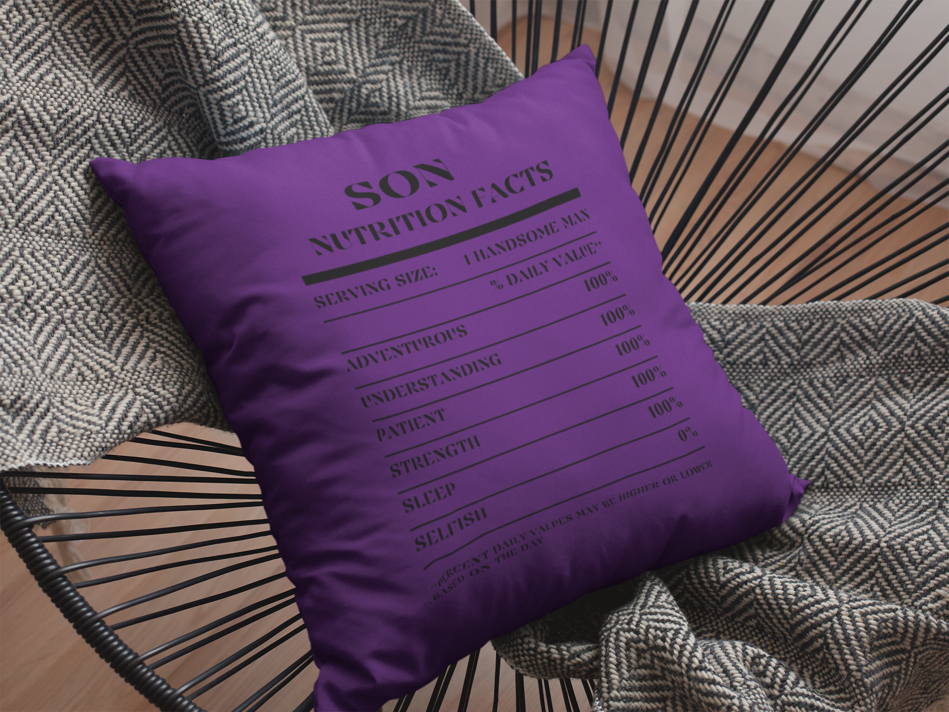 Nutrition Facts Pillow - Son - Black