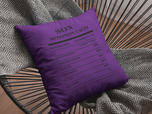 Nutrition Facts Pillow - Son - Black