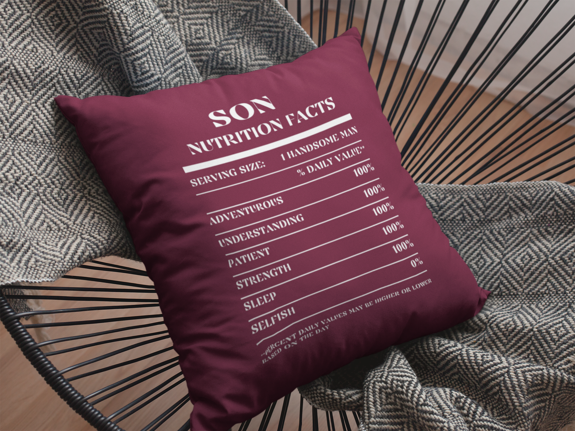 Nutrition Facts Pillow - Son - White