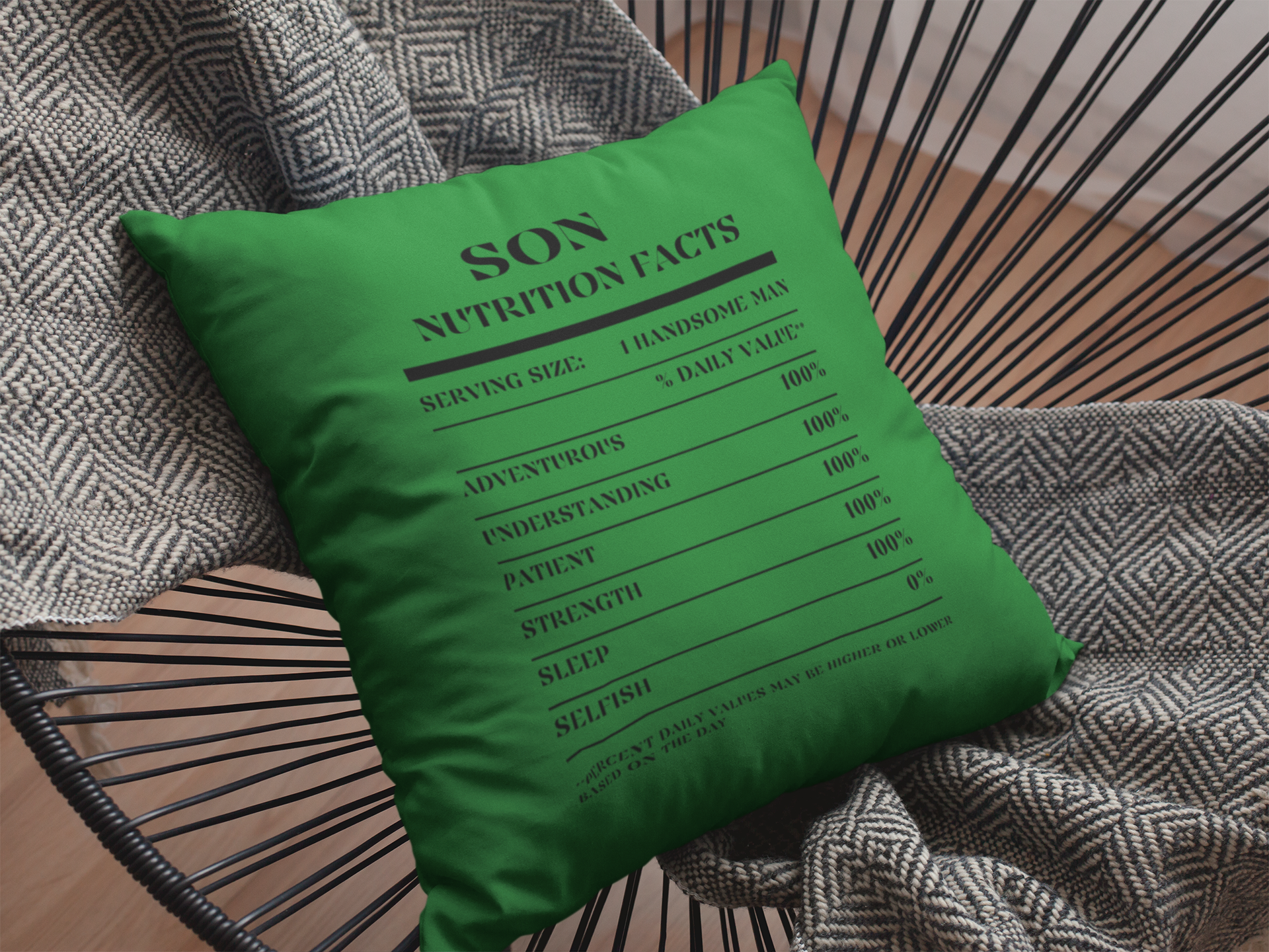 Nutrition Facts Pillow - Son - Black