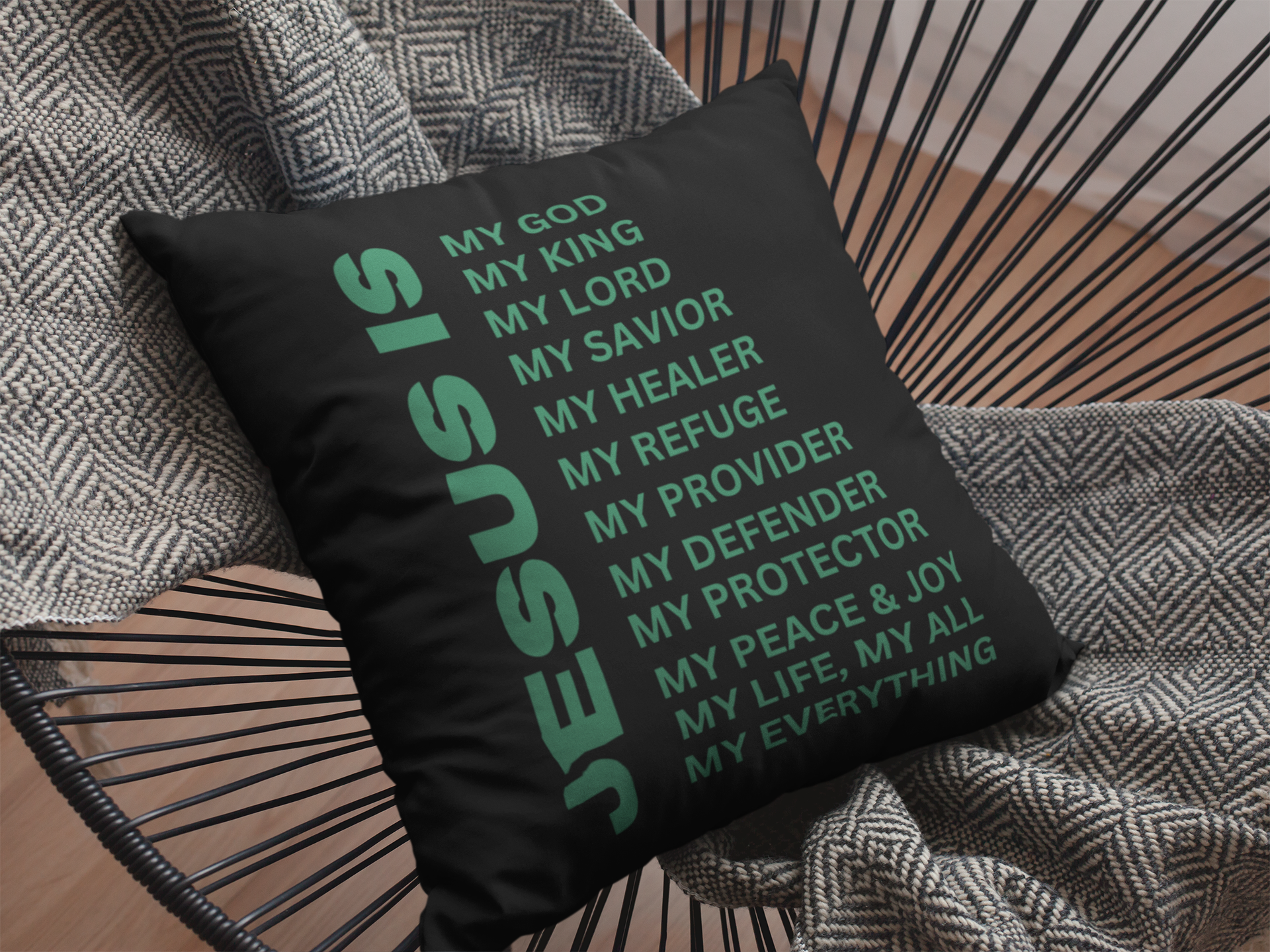 Jesus Is Christian Pillow Green