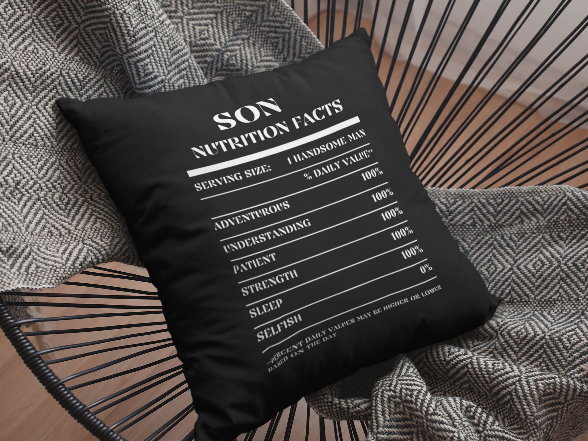 Nutrition Facts Pillow - Son - White