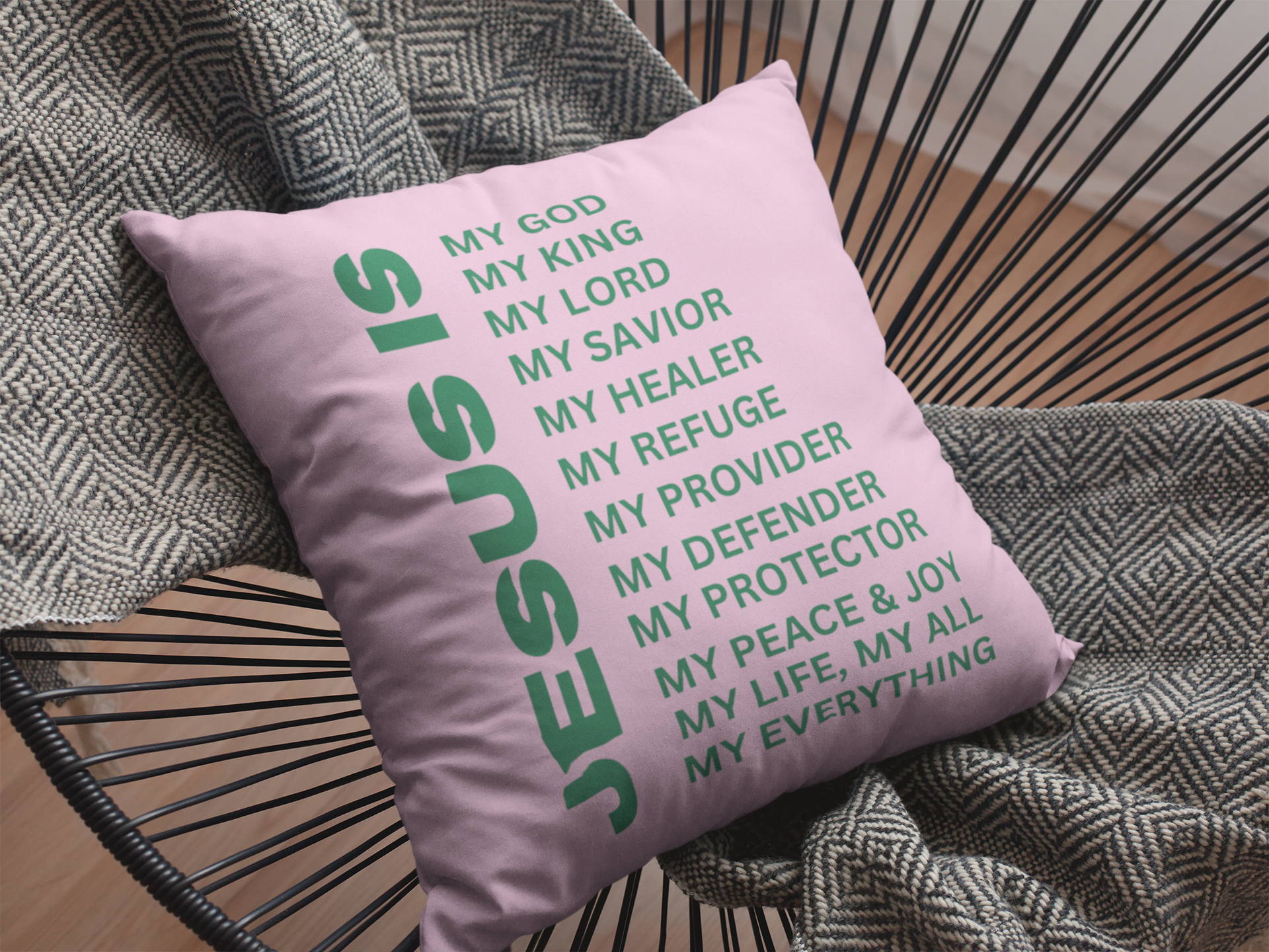 Jesus Is Christian Pillow Green