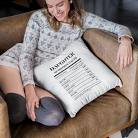 Nutrition Facts Pillow - Daughter - Black