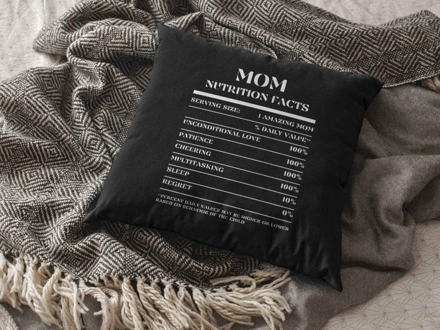 Nutrition Facts Pillow - Mom - White
