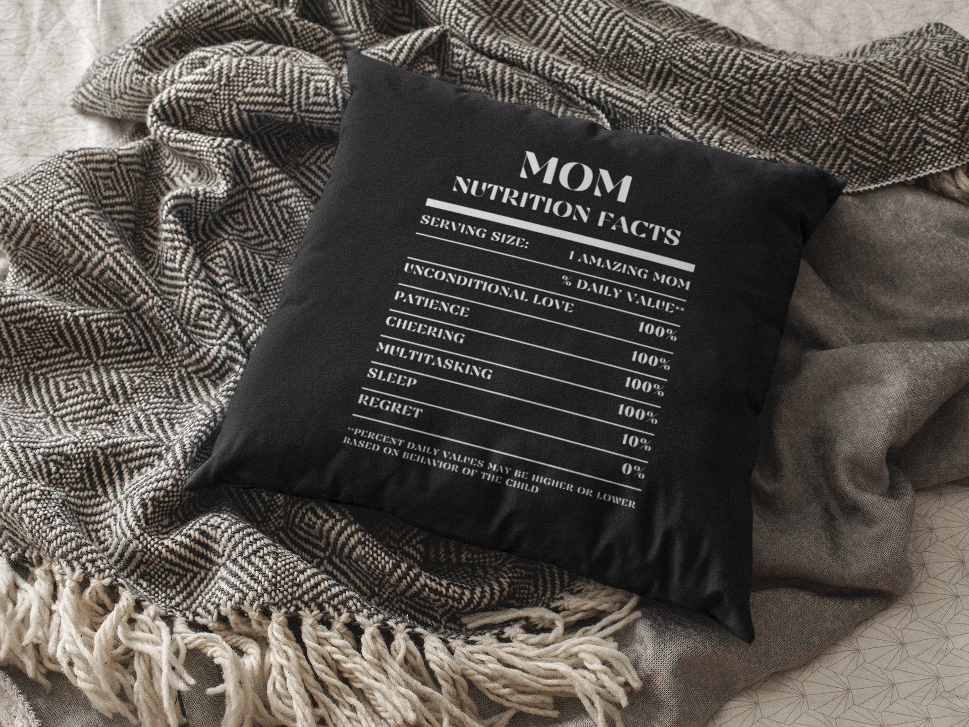 Nutrition Facts Pillow - Mom - White