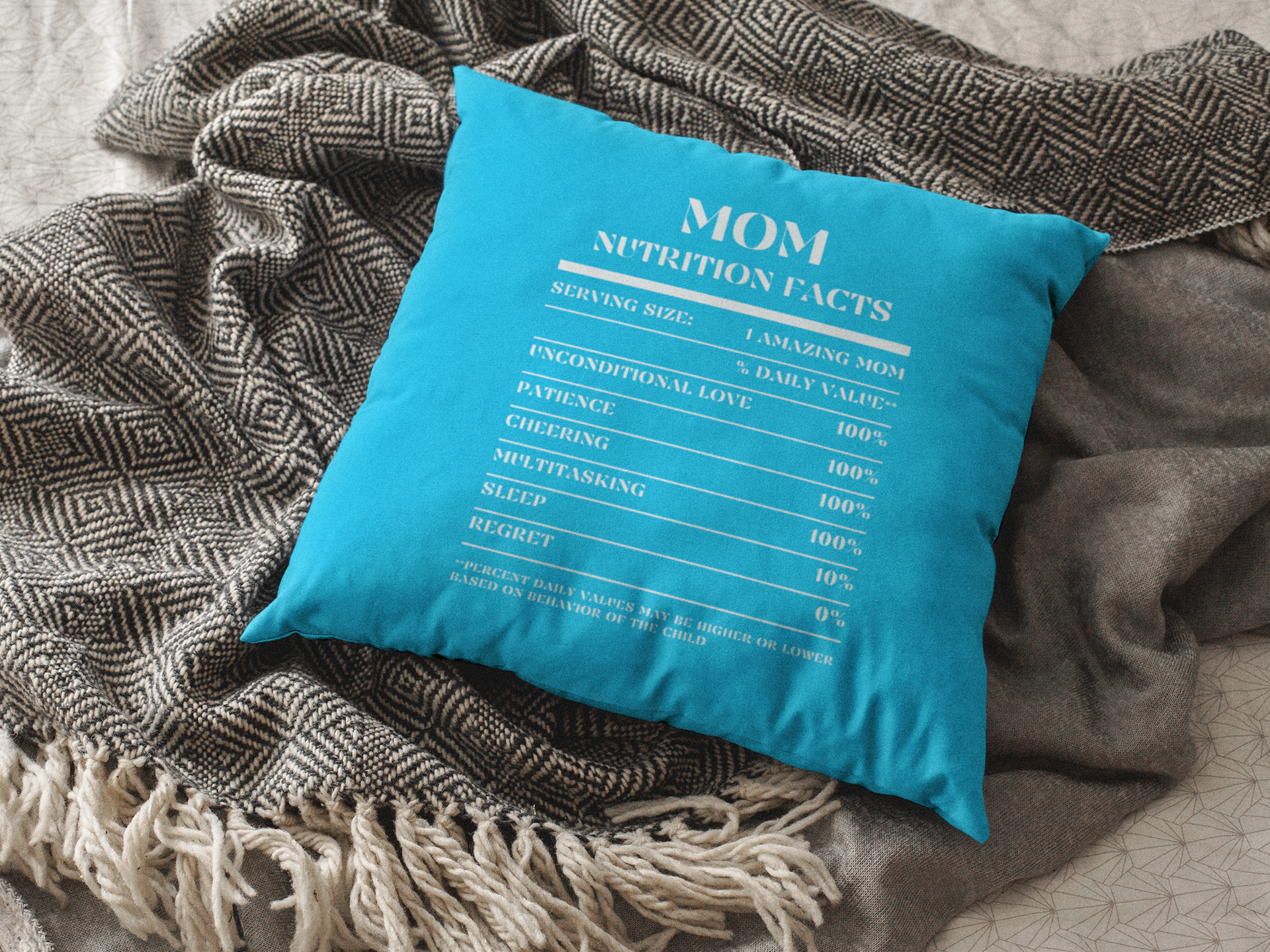 Nutrition Facts Pillow - Mom - White