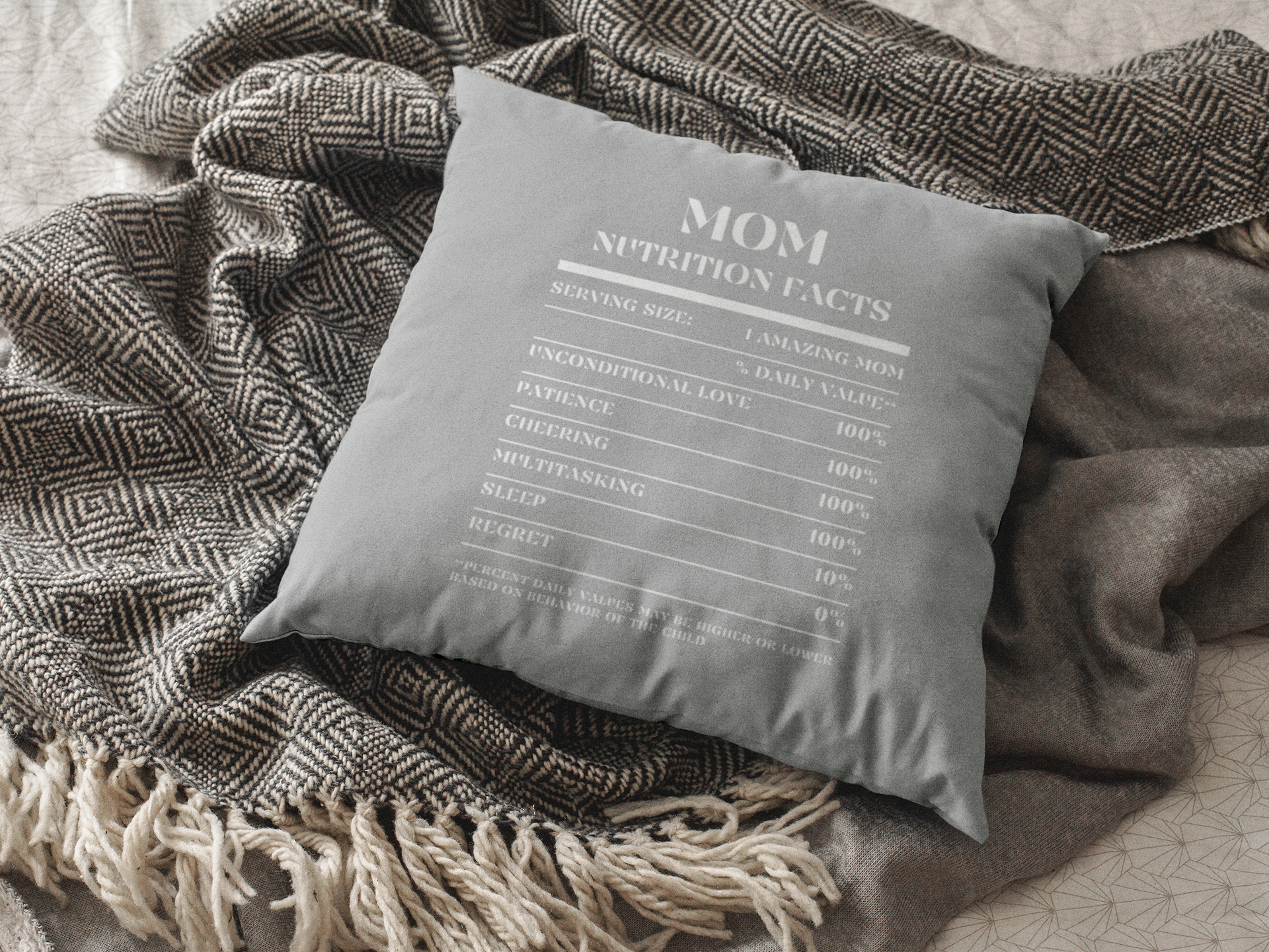 Nutrition Facts Pillow - Mom - White