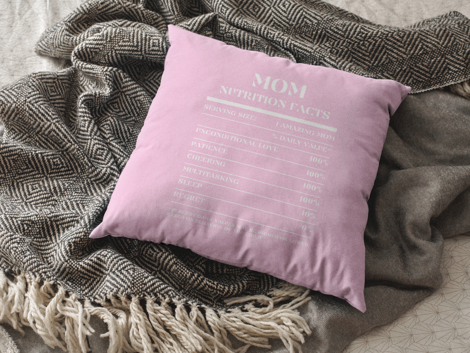 Nutrition Facts Pillow - Mom - White