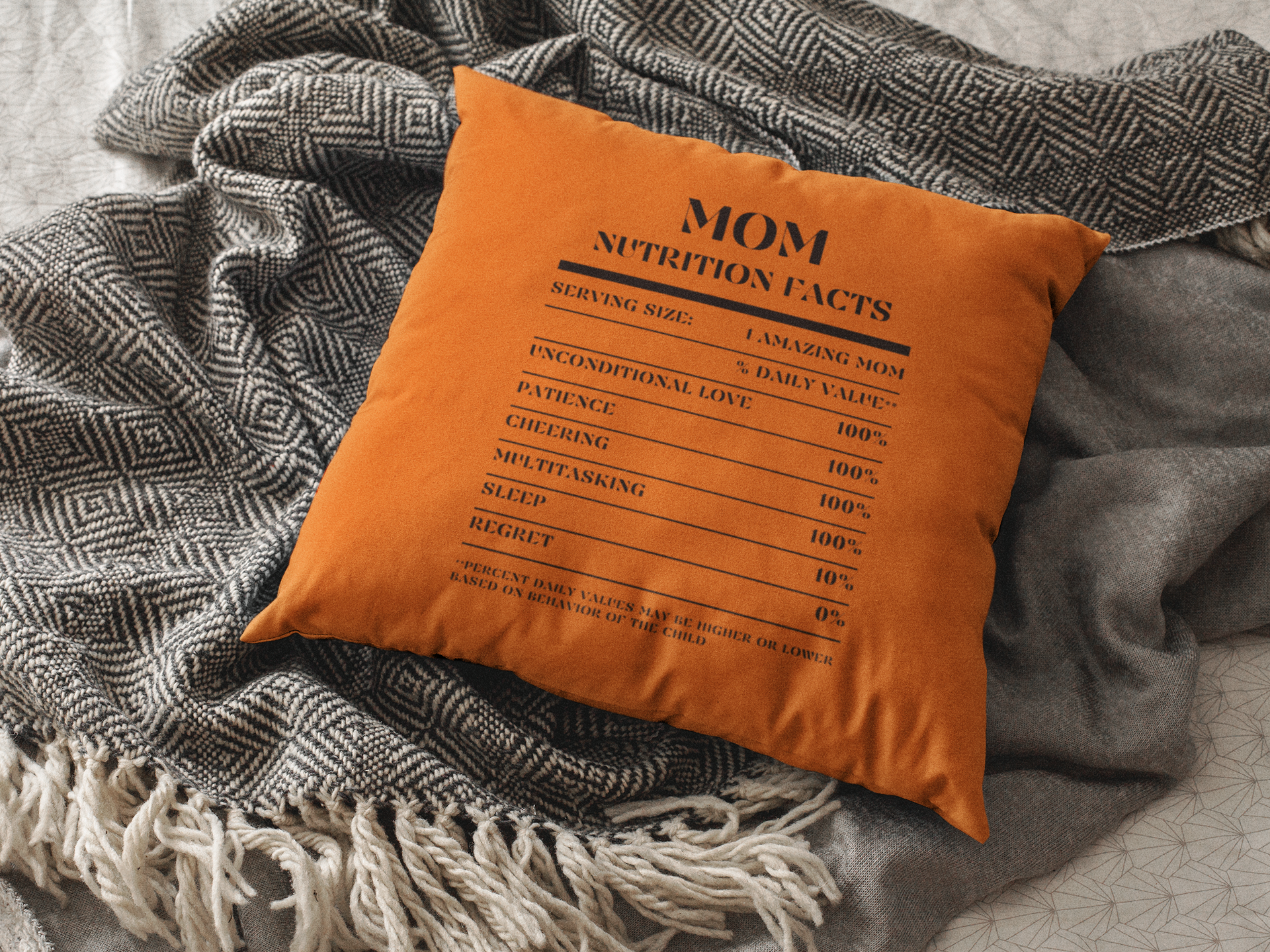 Nutrition Facts Pillow - Mom - Black