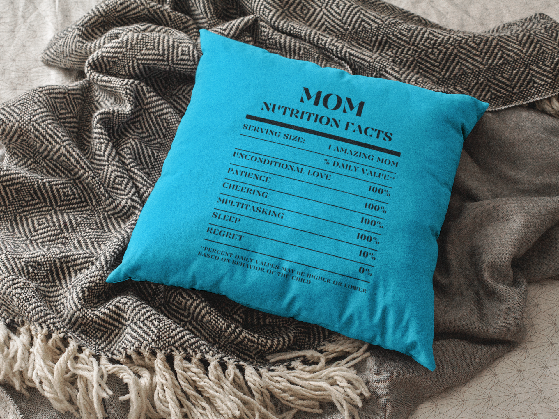 Nutrition Facts Pillow - Mom - Black