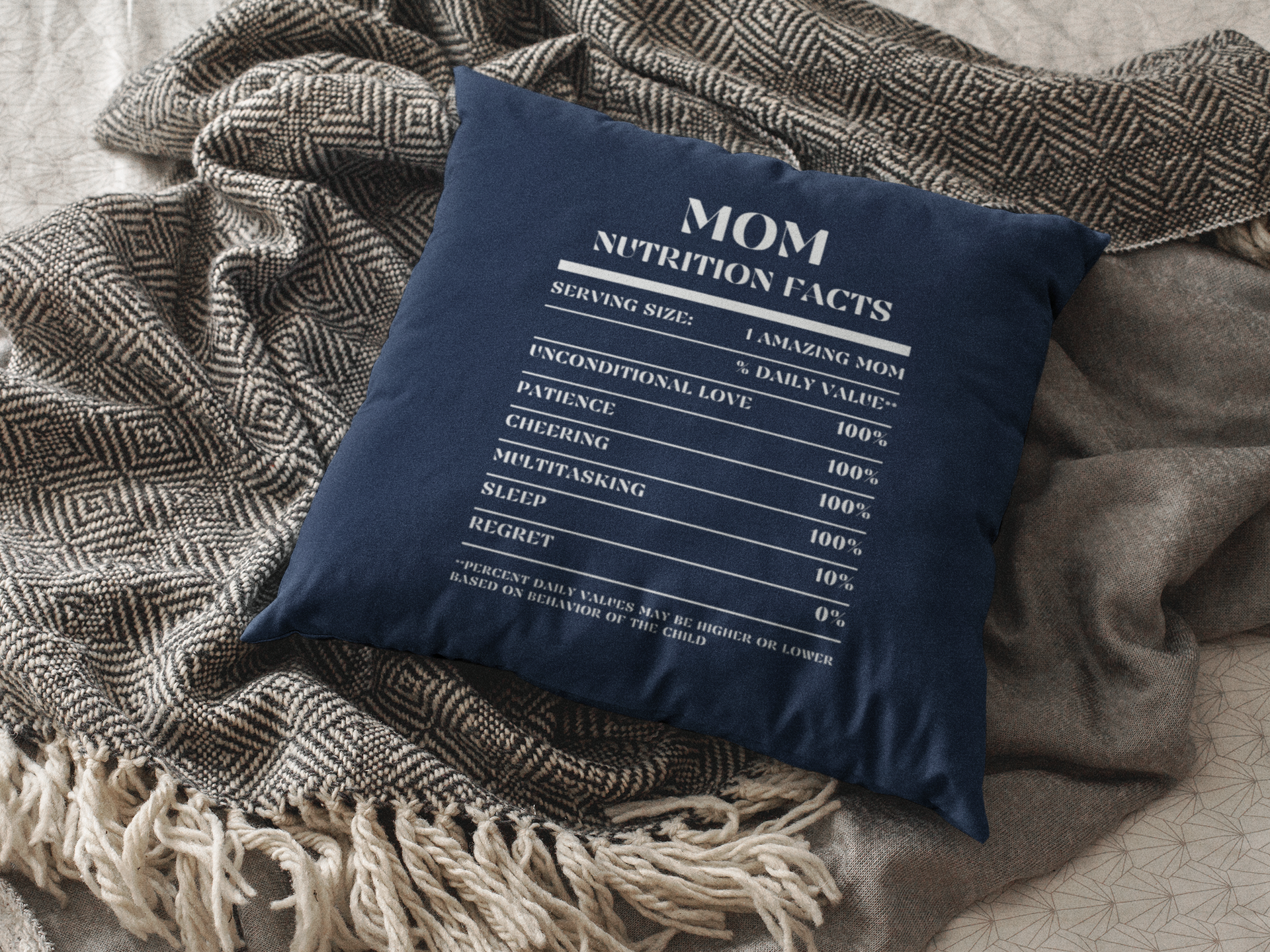 Nutrition Facts Pillow - Mom - White