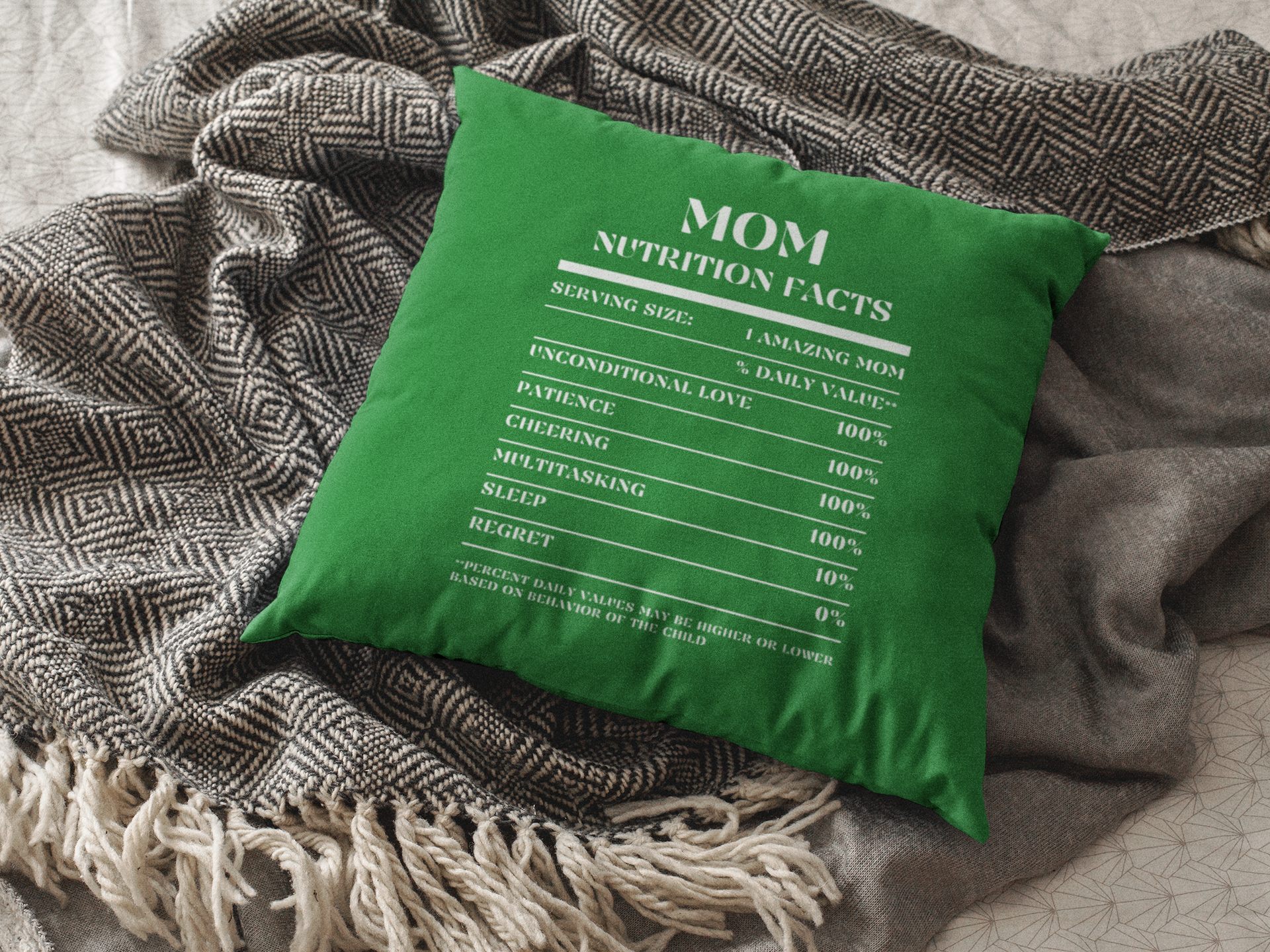 Nutrition Facts Pillow - Mom - White