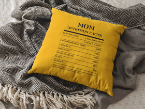 Nutrition Facts Pillow - Mom - Black