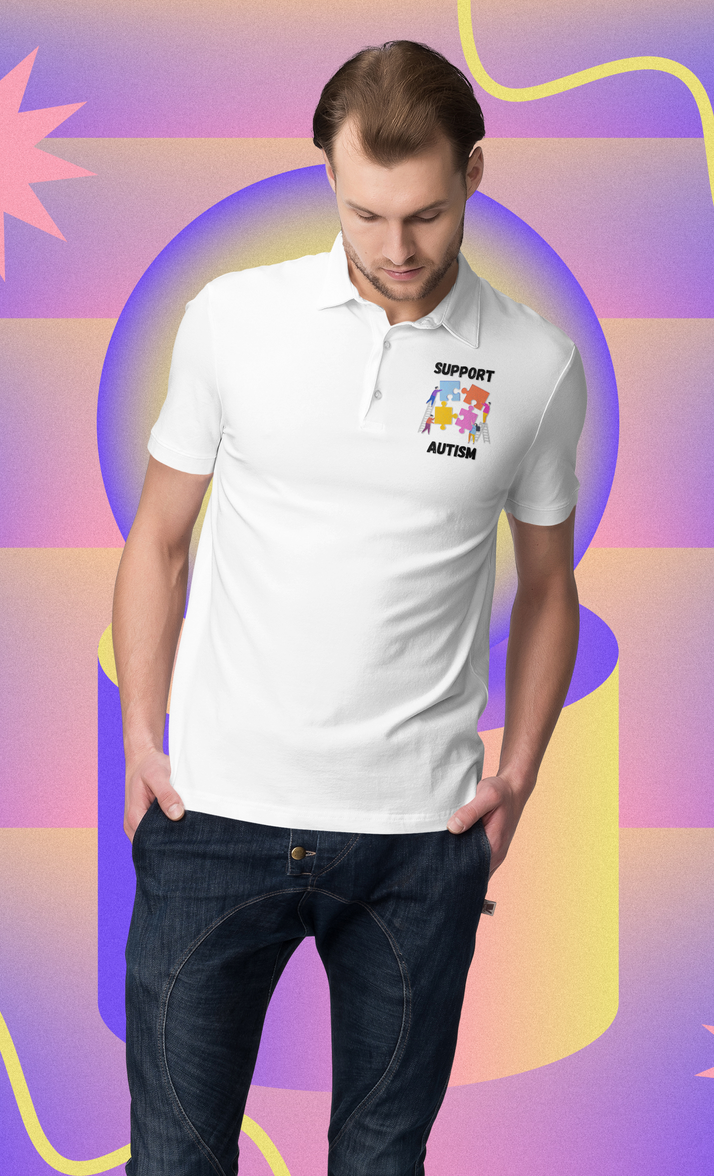 Support Autism Short Sleeve Polo