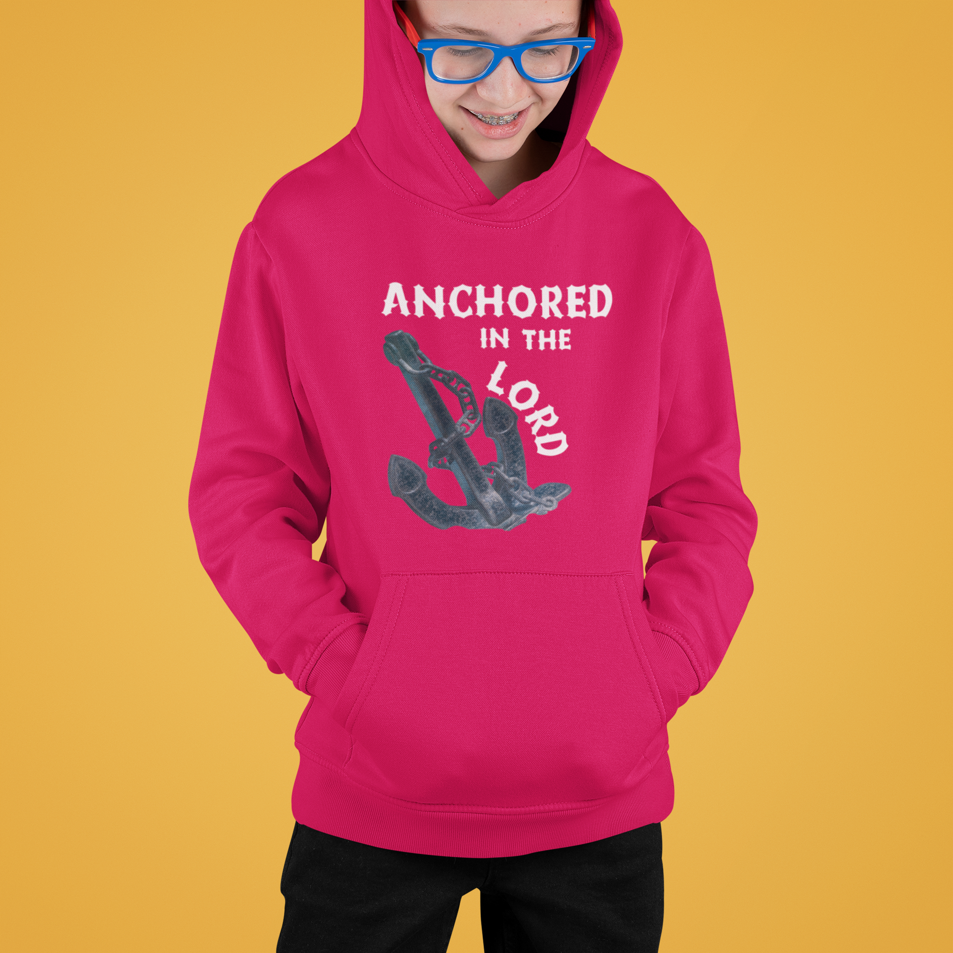 Anchored in the Lord Youth Hoodie - White