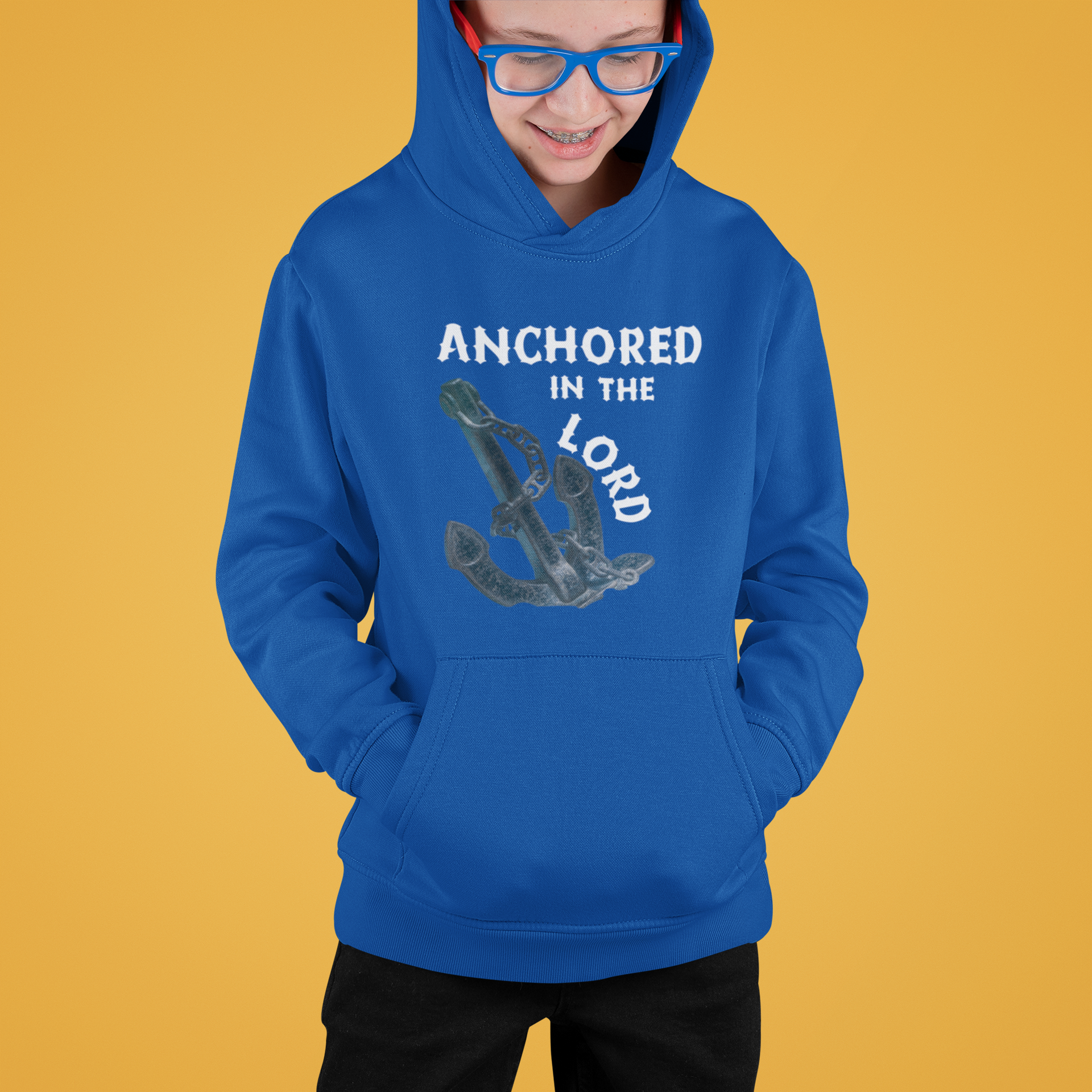 Anchored in the Lord Youth Hoodie - White