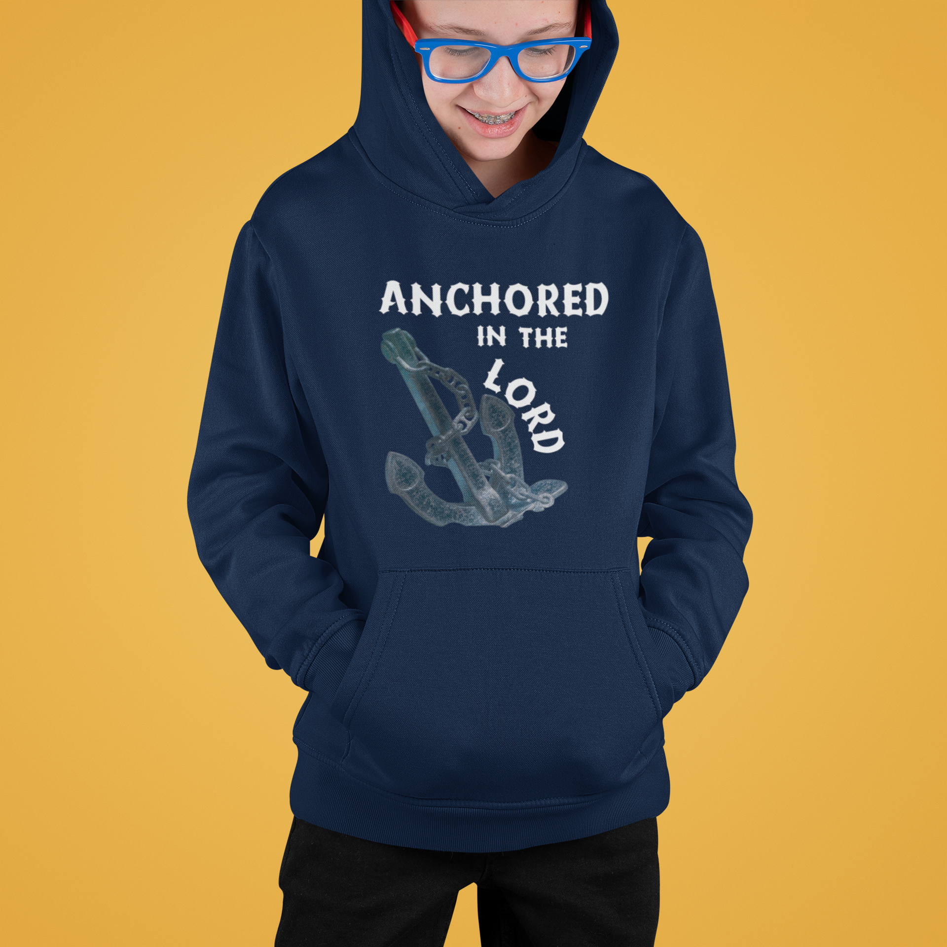 Anchored in the Lord Youth Hoodie - White