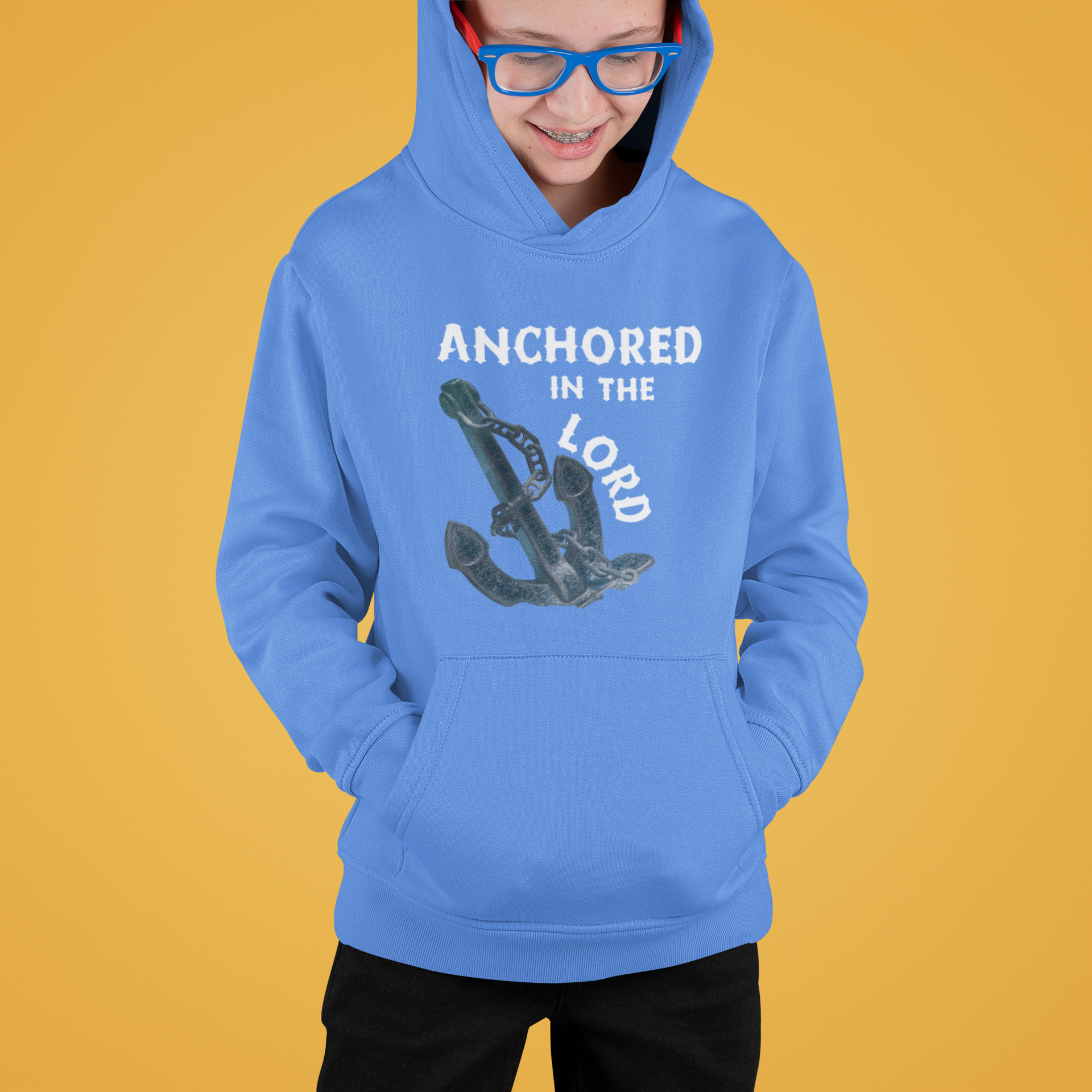 Anchored in the Lord Youth Hoodie - White