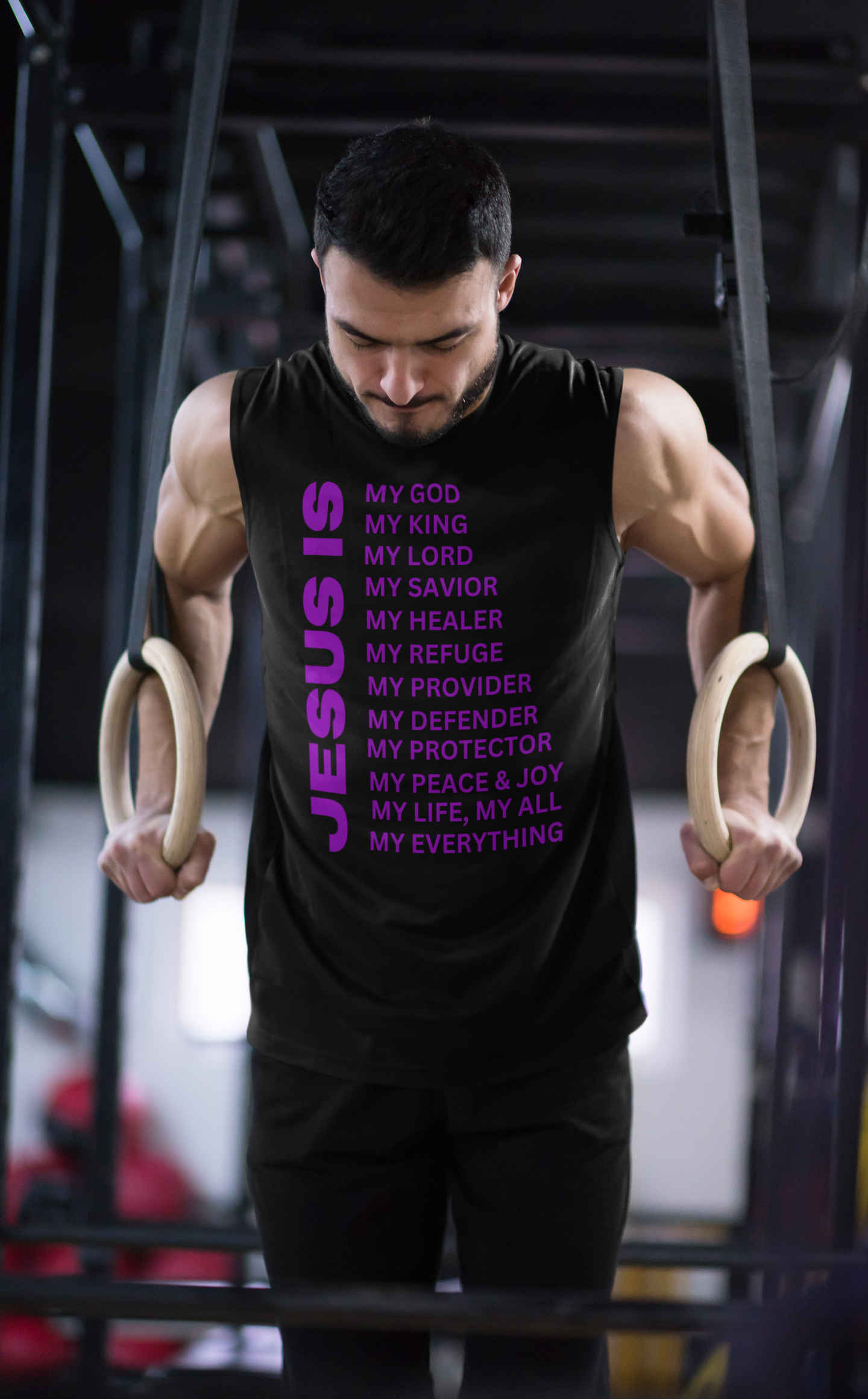 Jesus Is Christian T-Shirt - Sleeveless Purple