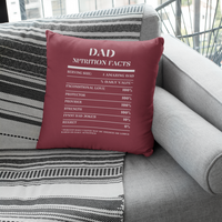 Nutrition Facts Pillow - Dad - White