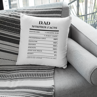 Nutrition Facts Pillow - Dad - Black