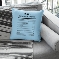 Nutrition Facts Pillow - Dad - Black
