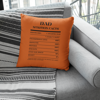 Nutrition Facts Pillow - Dad - Black