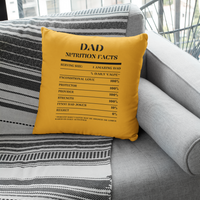 Nutrition Facts Pillow - Dad - Black