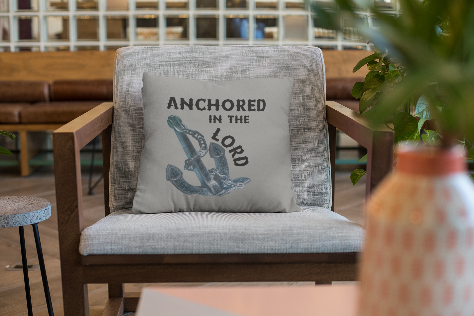 Anchored in the Lord Pillow - Black