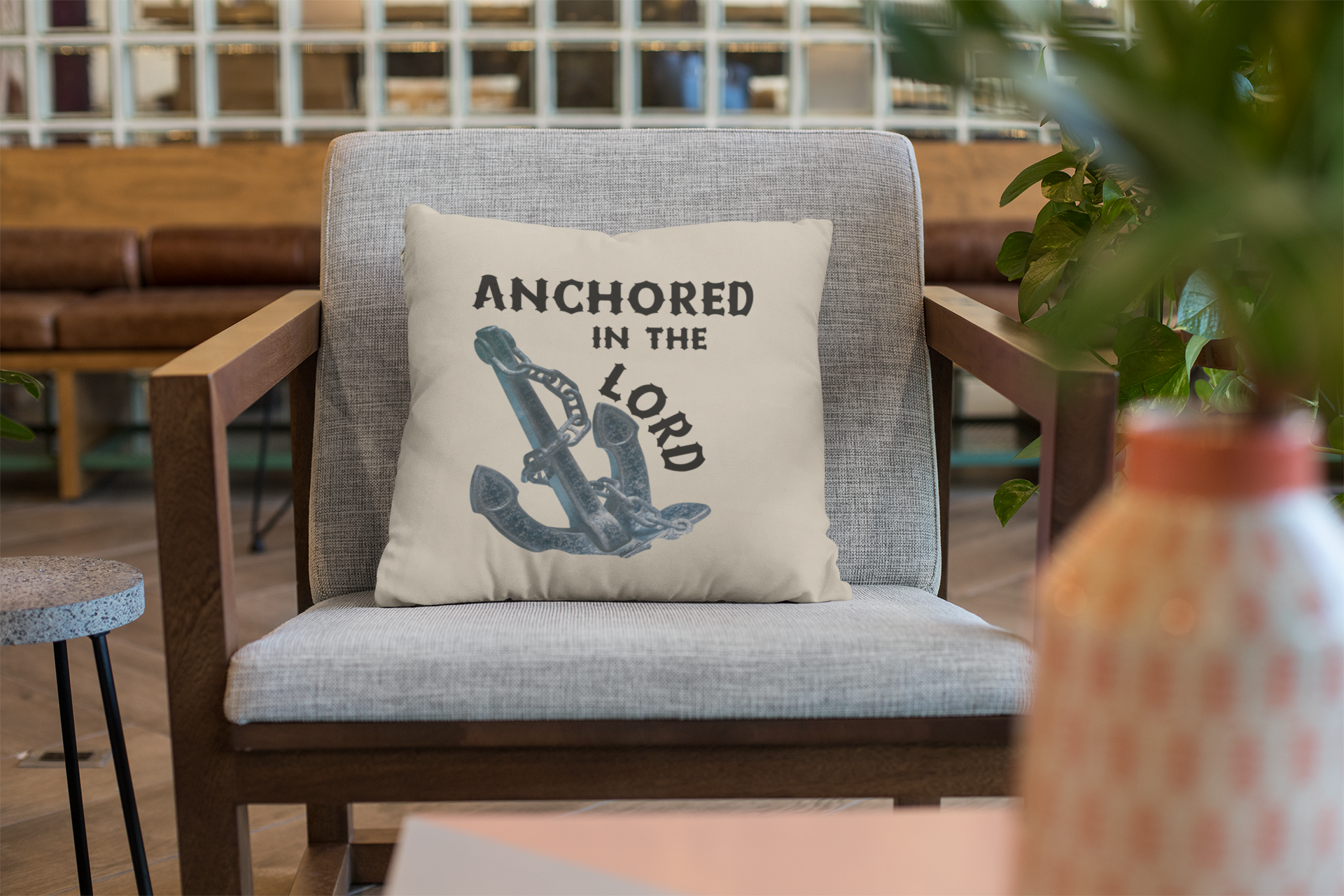 Anchored in the Lord Pillow - Black