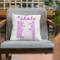 Emergency Bible Numbers Christian Pillow Purple