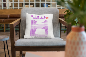 Emergency Bible Numbers Christian Pillow Purple