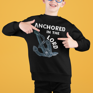 Anchored in the Lord Youth Crewneck Sweatshirt - White