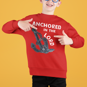 Anchored in the Lord Youth Crewneck Sweatshirt - White