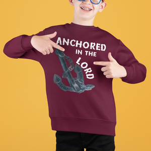 Anchored in the Lord Youth Crewneck Sweatshirt - White